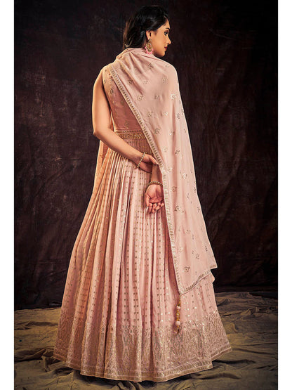 Myra Baby Pink Real Georgette Designer Gown Style Suit