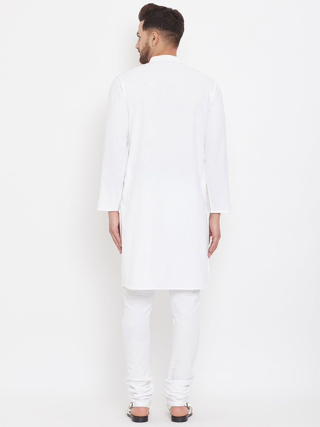 Even Apparels White Solid Kurta With Band Collar