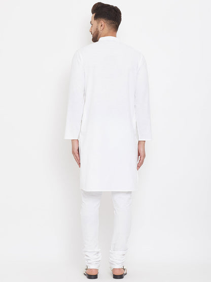 Even Apparels White Solid Kurta With Band Collar