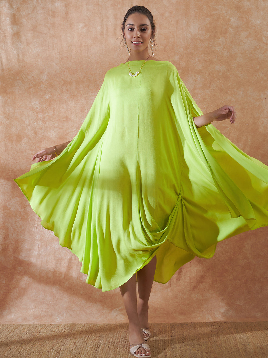 InWeave Lime Green Rayon Cowel Style Kaftan