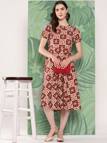 InWeave Women's Maroon Square Dress