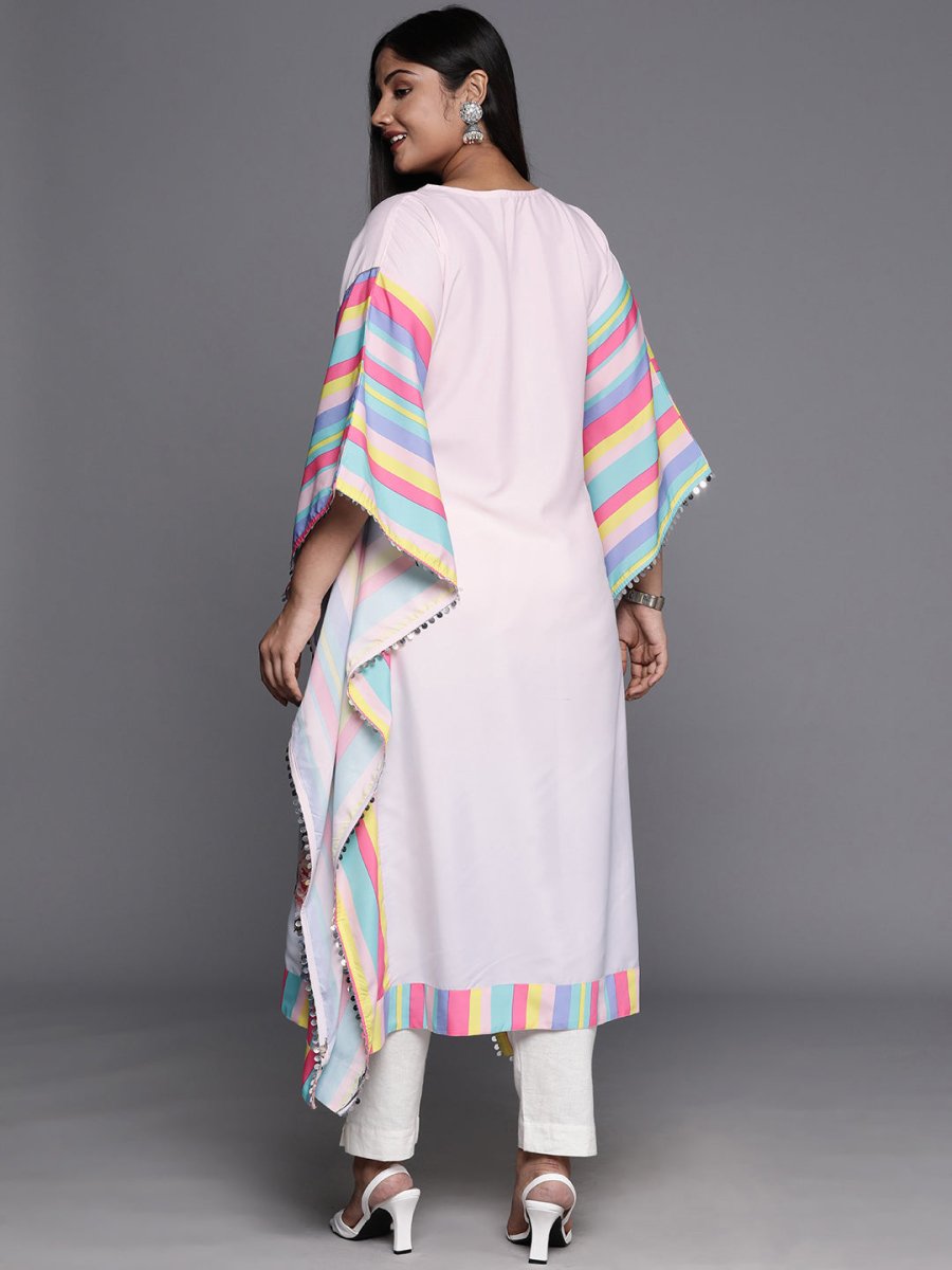 Ahalyaa Printed Plus Size Flared Sleeves Sequined Crepe Kaftan Kurta