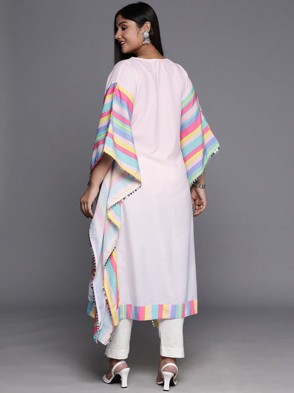 Ahalyaa Printed Plus Size Flared Sleeves Sequined Crepe Kaftan Kurta