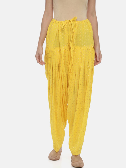 Souchii Yellow Printed Regular-Fit High-Rise Patiala