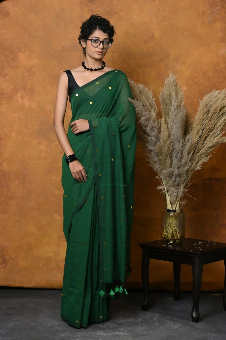 Very Much Indian Pure Mul Cotton Handloom Saree - Green