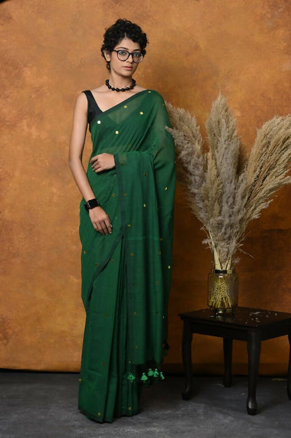 Very Much Indian Pure Mul Cotton Handloom Saree - Green