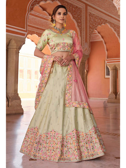 Myra Pista Green Embroidered Designer Lehenga Choli