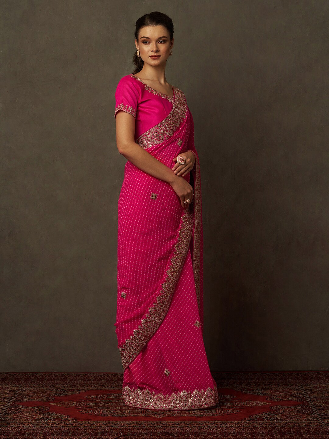 Saree Mall Bandhani Embroidered Pure Georgette Bandhani Sarees