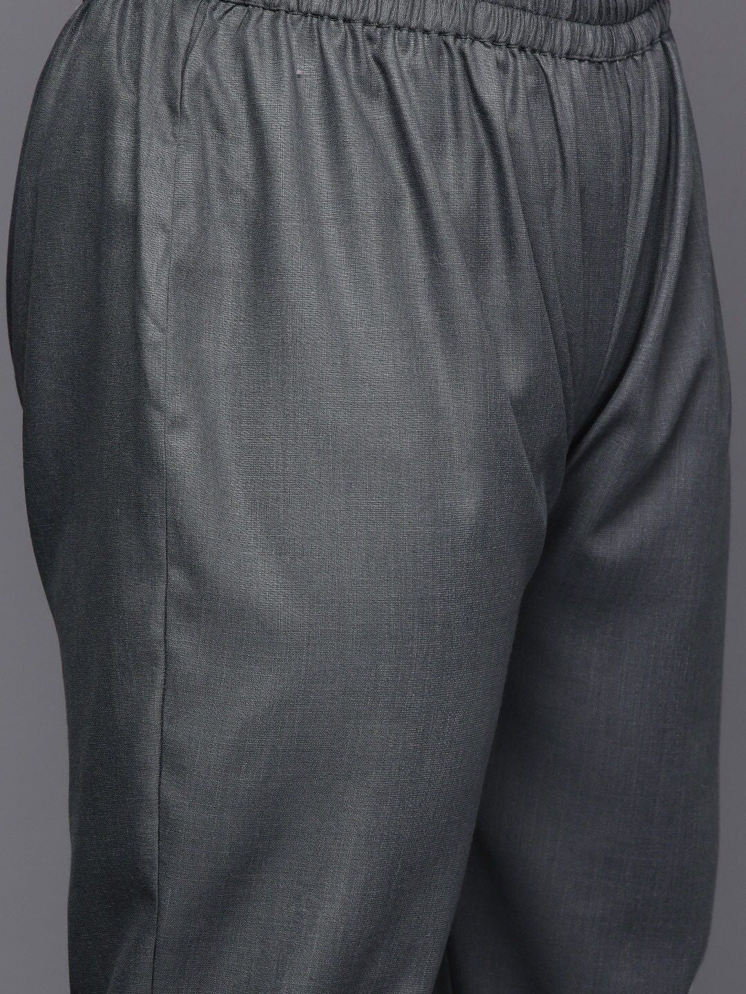 Sztori Long Sleeves V-Neck Cotton Regular Kurta with Trousers