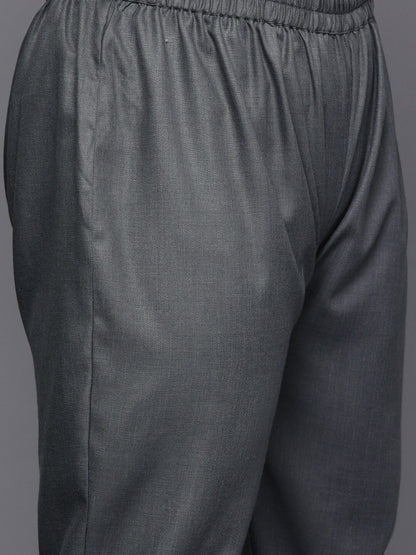 Sztori Long Sleeves V-Neck Cotton Regular Kurta with Trousers