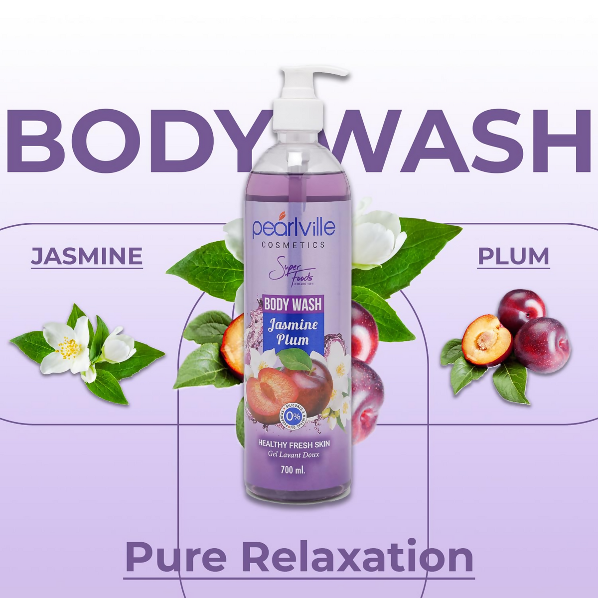 Pearlville Super Foods Collection Jasmine Plum Body Wash