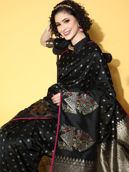Saree Mall Ethnic Motifs Saree with Solid Border