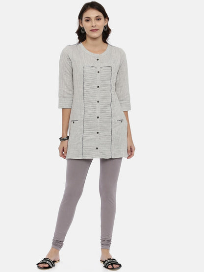 Souchii Grey Solid Slim-Fit Churidar-Length Leggings