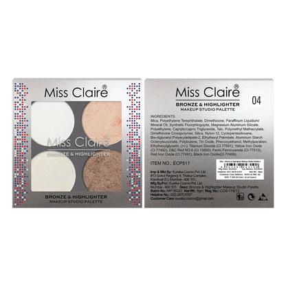 Miss Claire Bronze & Highlighter Makeup Studio Palette - 4