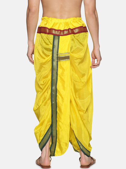 Sethukrishna Men Yellow & Green Solid Readymade Dhoti Pant