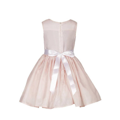 Asmaani Baby Girl's Peach Color Satin Knee Length Frock (AS-DRESS-22007)