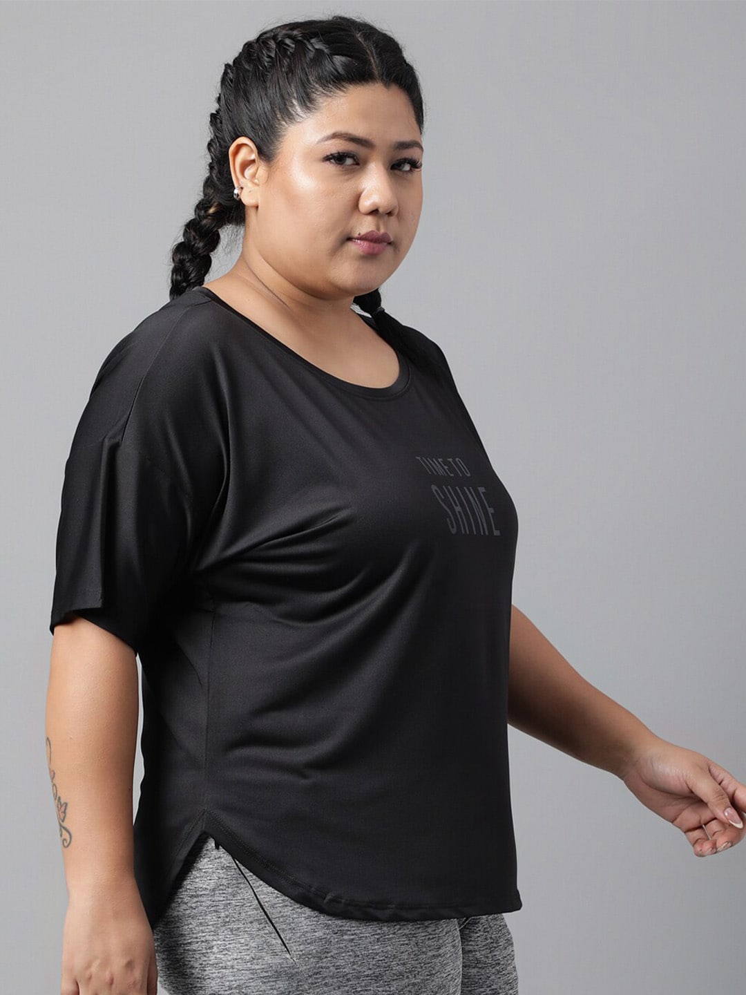MKH Plus Size Typography Printed Dri-FIT Sports T-Shirt