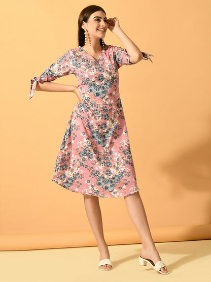Myshka Women's Pink A-Line Party Dress