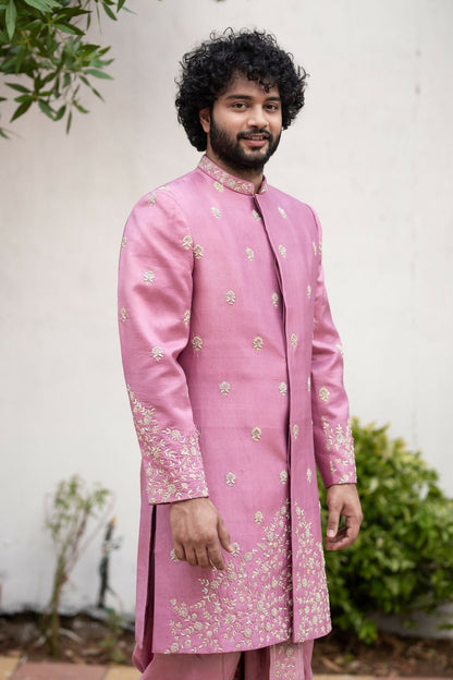 Purple Sherwani Set by Hilo Design