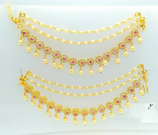 Ad Ruby Bridal Ear side chain Pair
