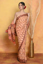 Very Much Indian Designer Modal Silk Saree With With Beautiful Floral Print - Light Orange