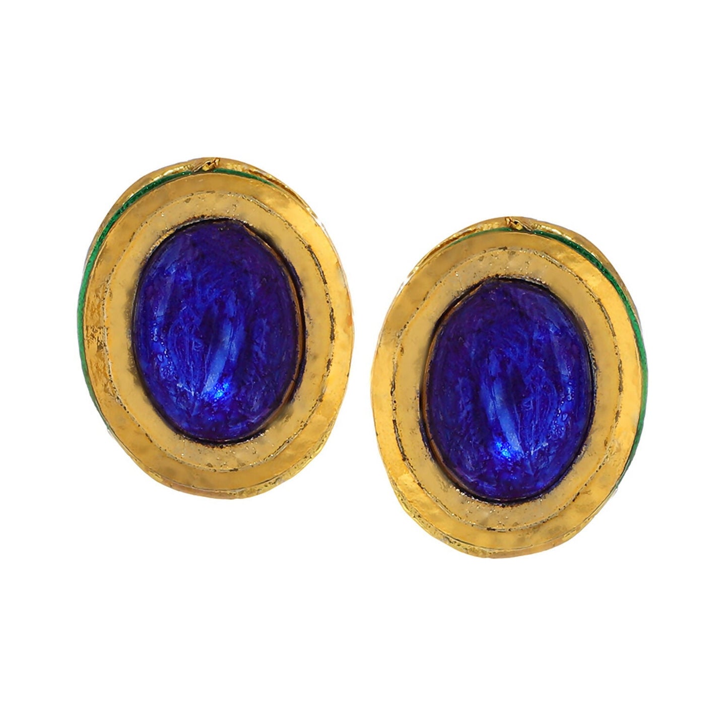Blue Kundan Studs (Blue) - Ruby Raang