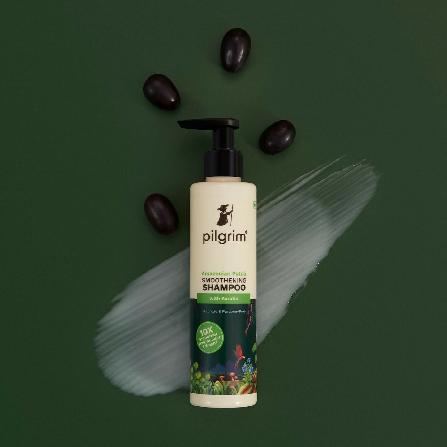 Pilgrim Patuá & Keratin Hair Smoothening Shampoo For Dry & Frizzy Hair, For Hair Smoothening & Healthy Scalp