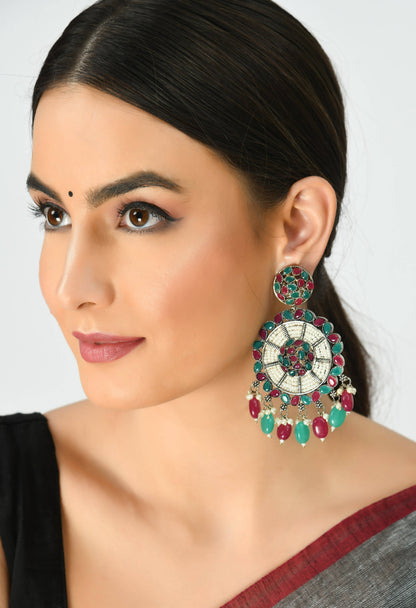 Mominos Fashion Johar Kamal Traditional Kundan & Pearls Earrings