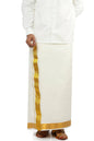 Ramraj Cotton Mens Cotton 1 1/2 " Gold Jari Dhoti - Kora