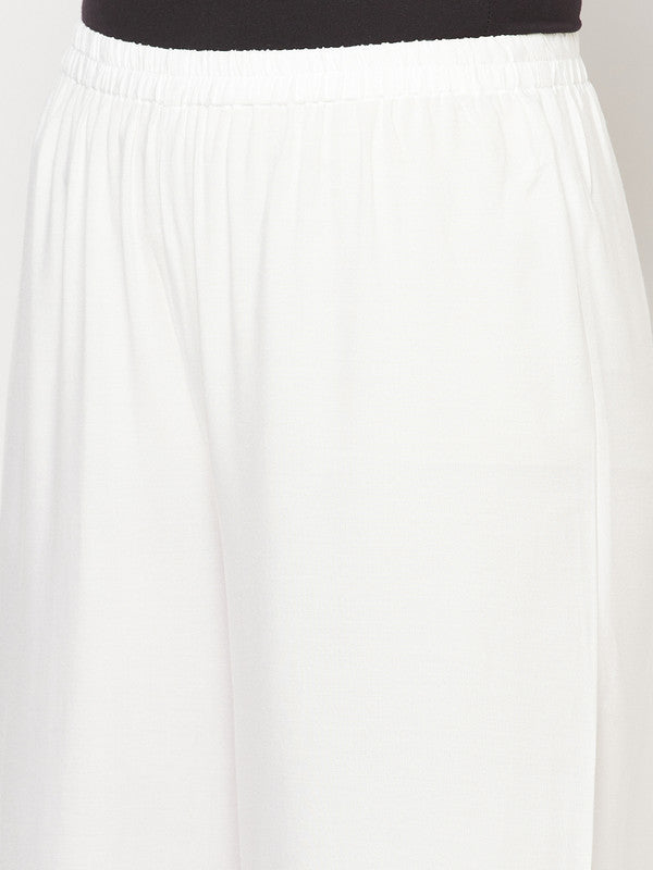 Indian Clothing Aniyah Rayon Flared Slip-On White Palazzo