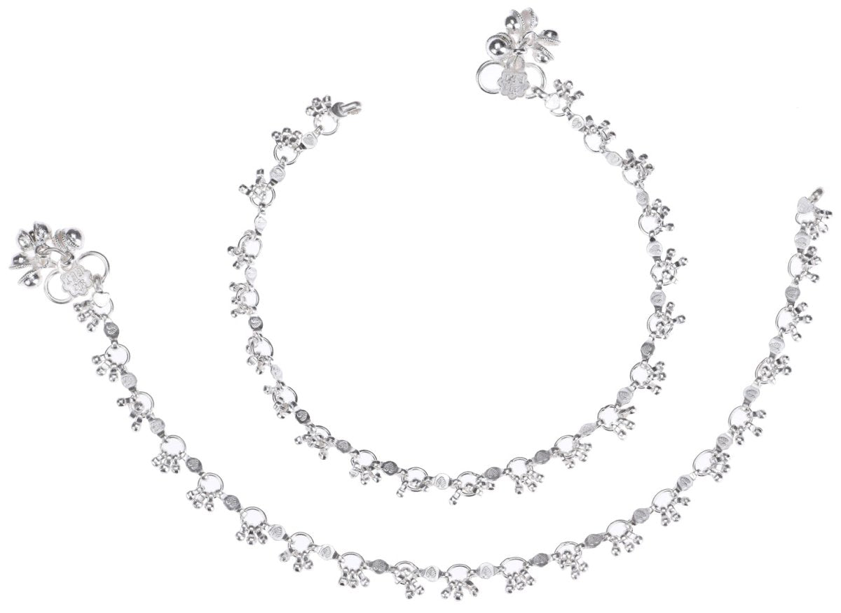 AanyaCentric Silver Plated Traditional Anklets Payal - Classic and Stylish for Women and Girls