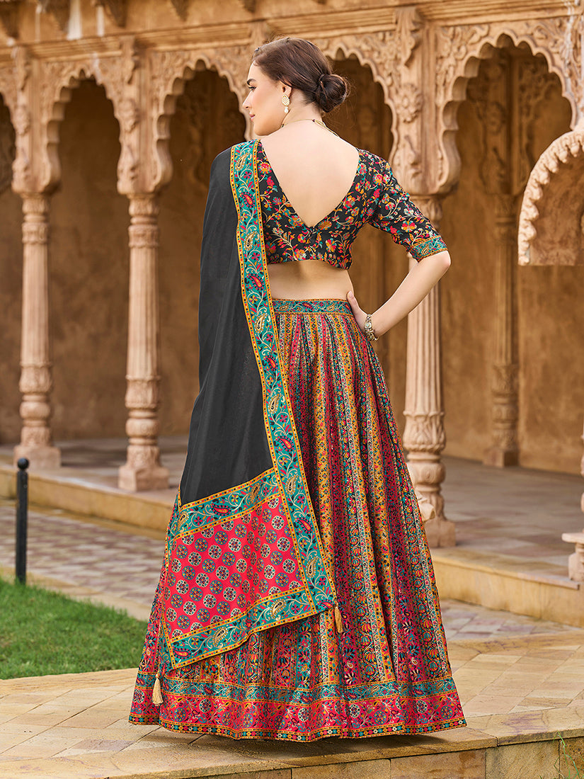 Monjolika Fashion Multi Color Jacquard Designer Lehenga Choli For Festival
