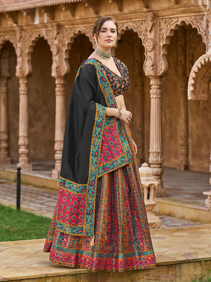 Monjolika Fashion Multi Color Jacquard Designer Lehenga Choli For Festival