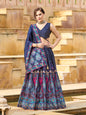 Monjolika Fashion Charming Navy Blue Color Jacquard Lehenga Choli With Dupatta