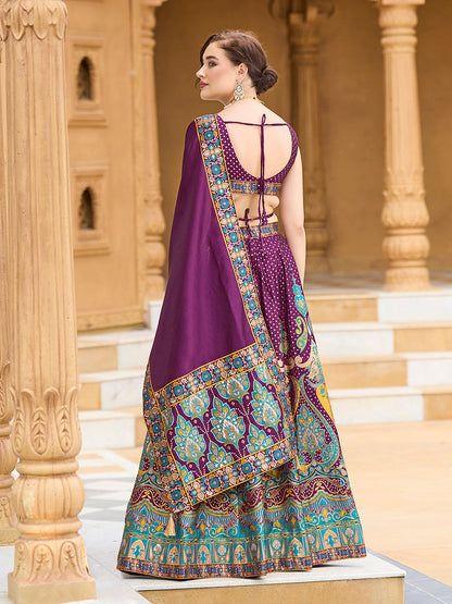 Monjolika Fashion Charming Wine Color Jacquard Lehenga Choli With Dupatta