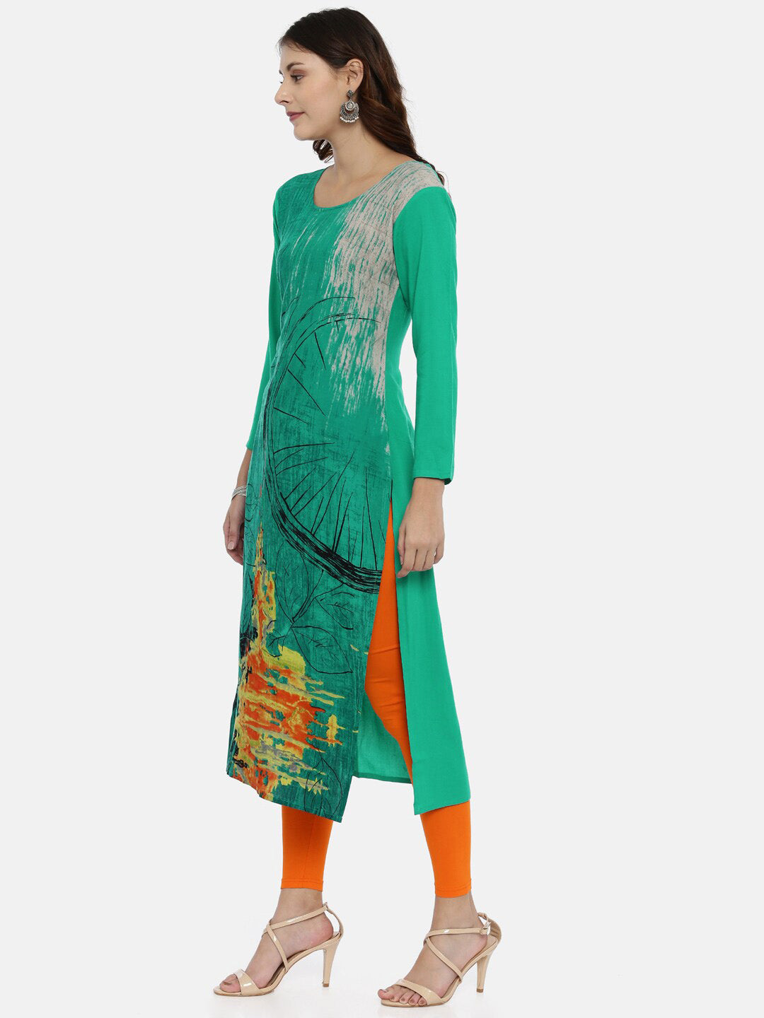 Souchii Women Green Printed Kurta
