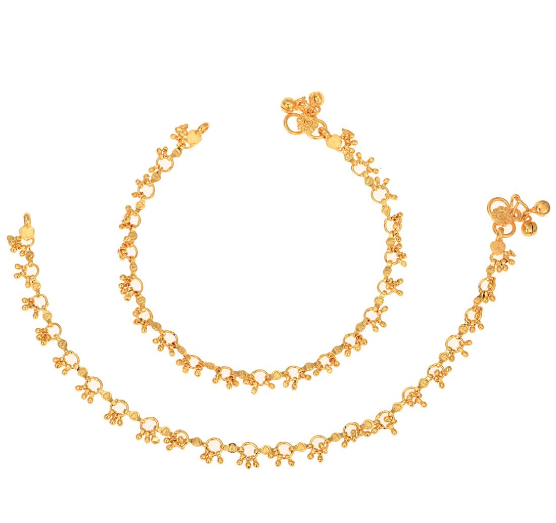 AanyaCentric Gold-Polished Traditional Anklets Payal - Classic and Stylish for Women and Girls