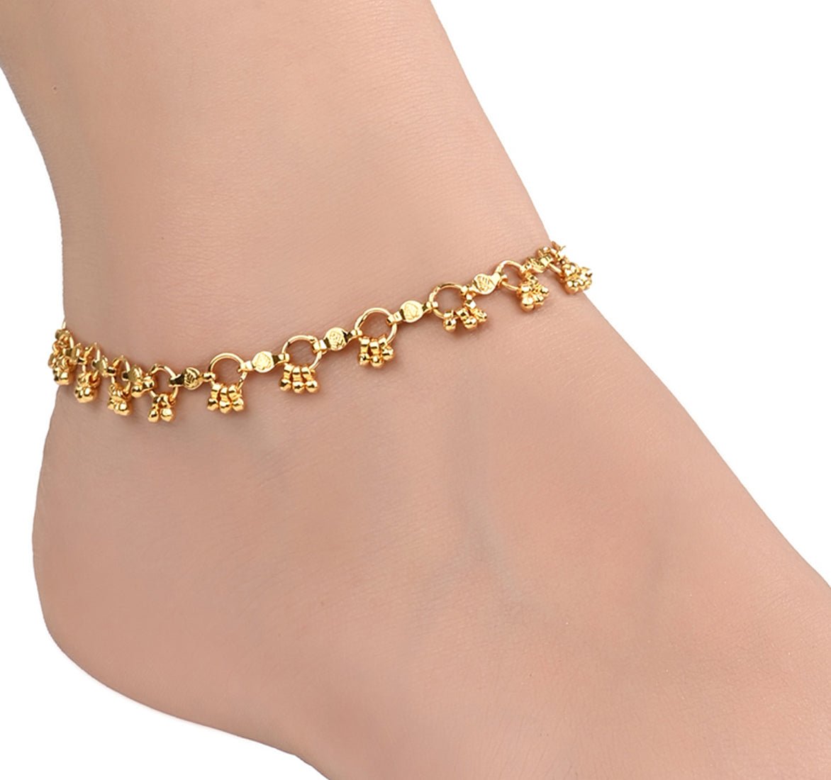AanyaCentric Gold-Polished Traditional Anklets Payal - Classic and Stylish for Women and Girls