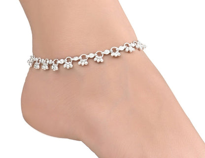 AanyaCentric Silver Plated Traditional Anklets Payal - Classic and Stylish for Women and Girls