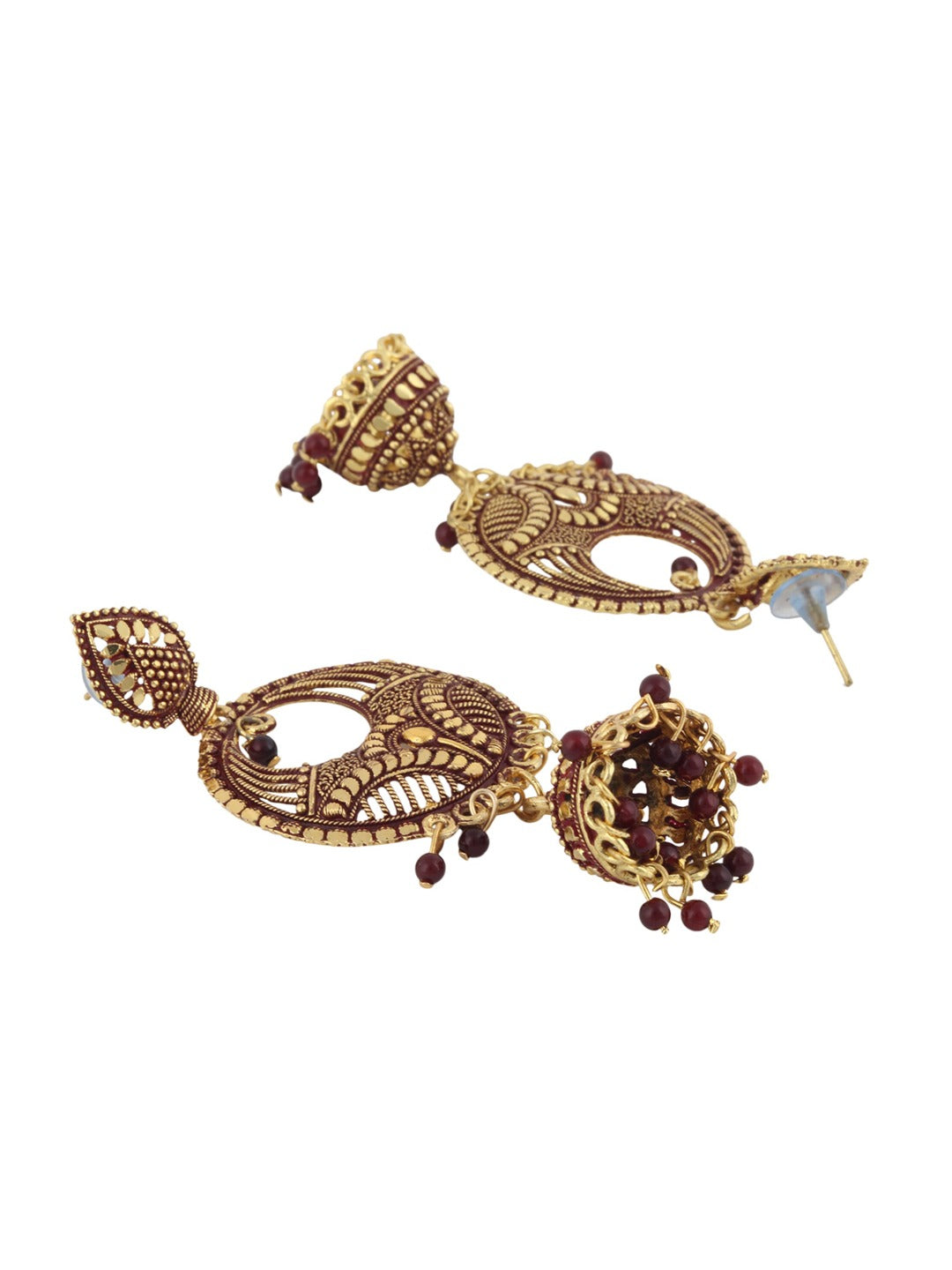 Gold-Polished Alloy Designer Brass Jhumki Earrings - The Pari
