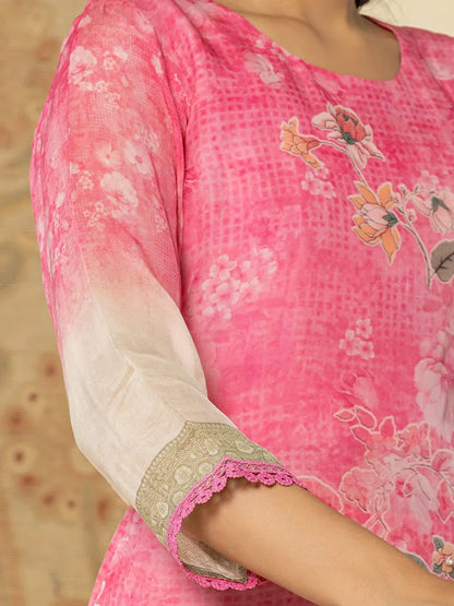 Yufta Oragnza Kurta Set With Pant And Dupatta Comes With Cotton Lining And Intricate Embroideries