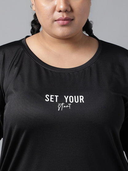 MKH Typography Printed Plus Size Drop Shoulder Sleeves Relaxed Fit Dri-FIT Sports T-shirt