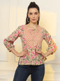 Yufta Cotton Yellow Floral Tie Up Top