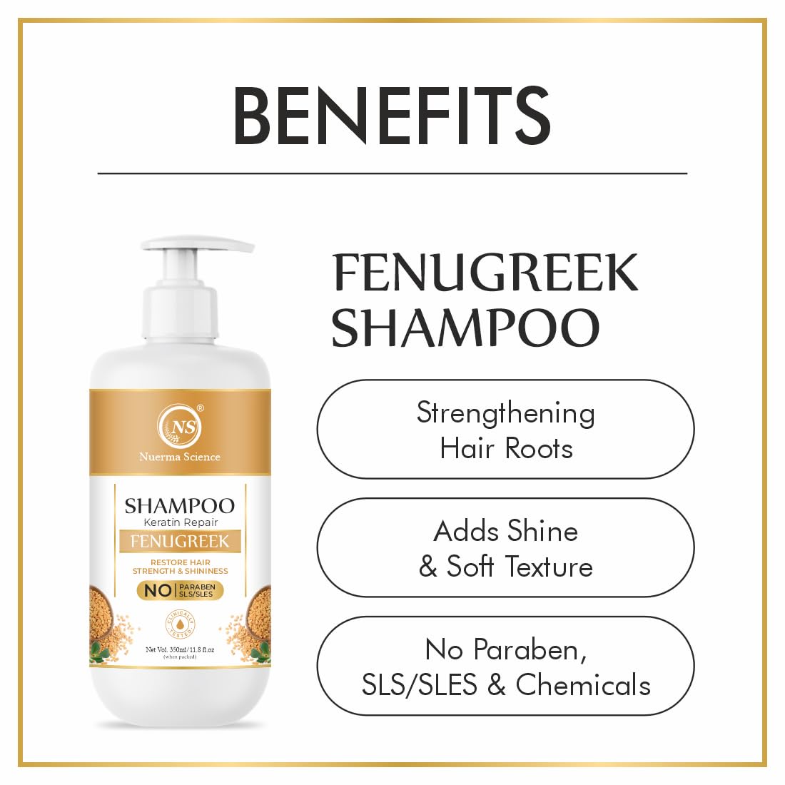 Nuerma Science Keratin Repair Fenugreek (Methi) Shampoo for Hair Fall & Dandruff Control