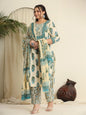 Yufta Cream Pure Cotton Kurta Set With Pant & Dupatta