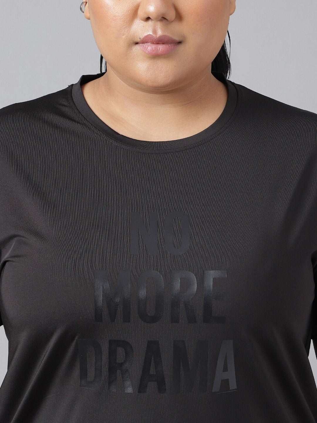MKH Plus Size Typography Printed Dri-FIT Relaxed Fit Drop-Shoulder Sleeves Gym T-shirt