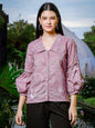 Yufta Mauve Cotton Linen Puff Sleeve Shirt Shirt Style Top