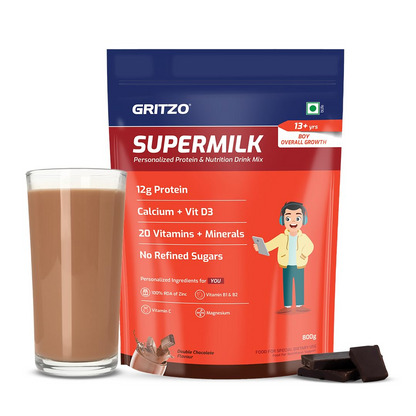 Gritzo Supermilk Overall Growth Powder 13+Y (Teen Athletes), Health Drink For Boys