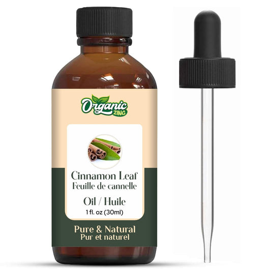 Organic Zing Cinnamon Leaf (Cinnamomum verum) Oil | Pure & Natural Essential Oil for Skincare, Massage, Aroma & Diffuser