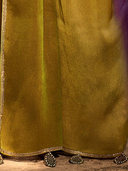 Saree Mall Purple & Beige Ombre Embroidered Sarees